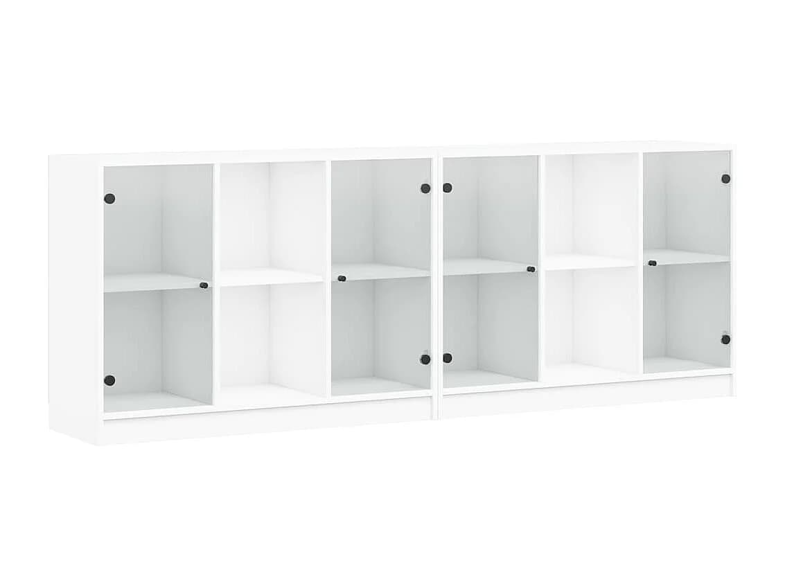 Bibliothèque avec portes blanc 204x37x75 cm bois d'ingénierie