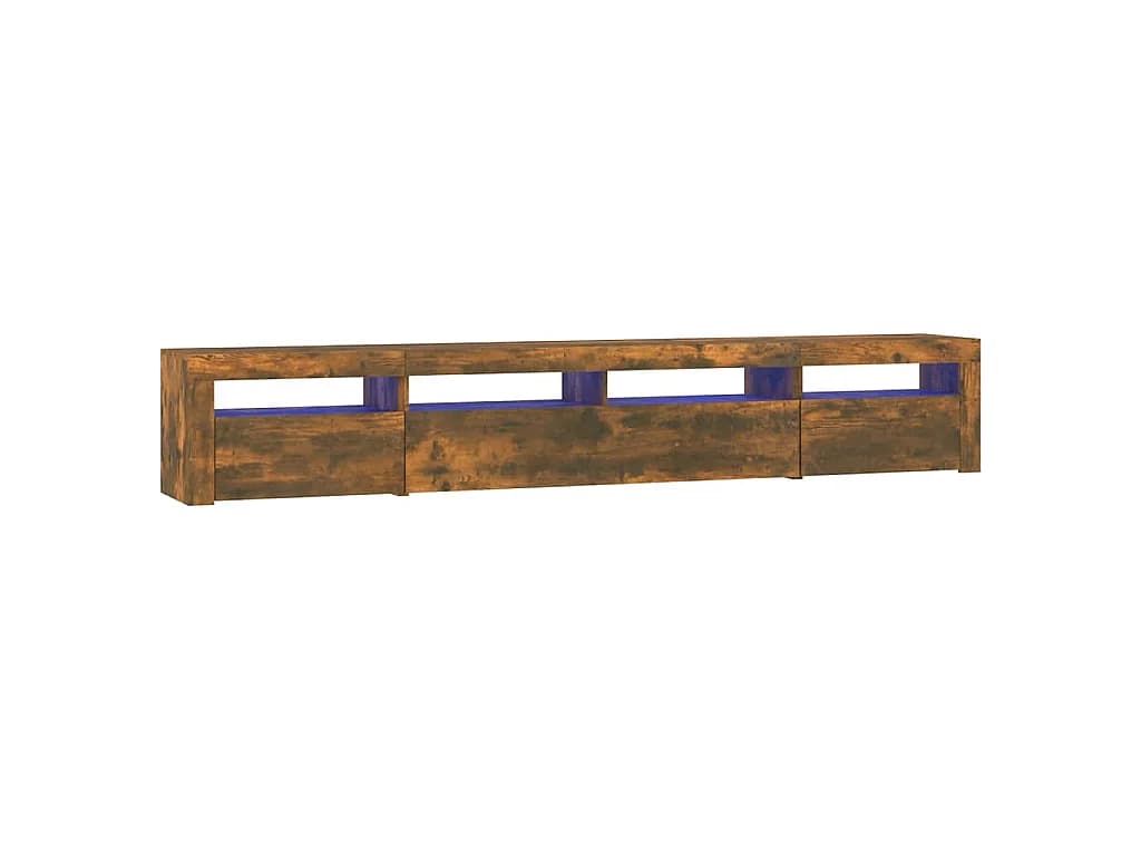 Meuble TV avec lumières LED Chêne fumé 240x35x40 cm