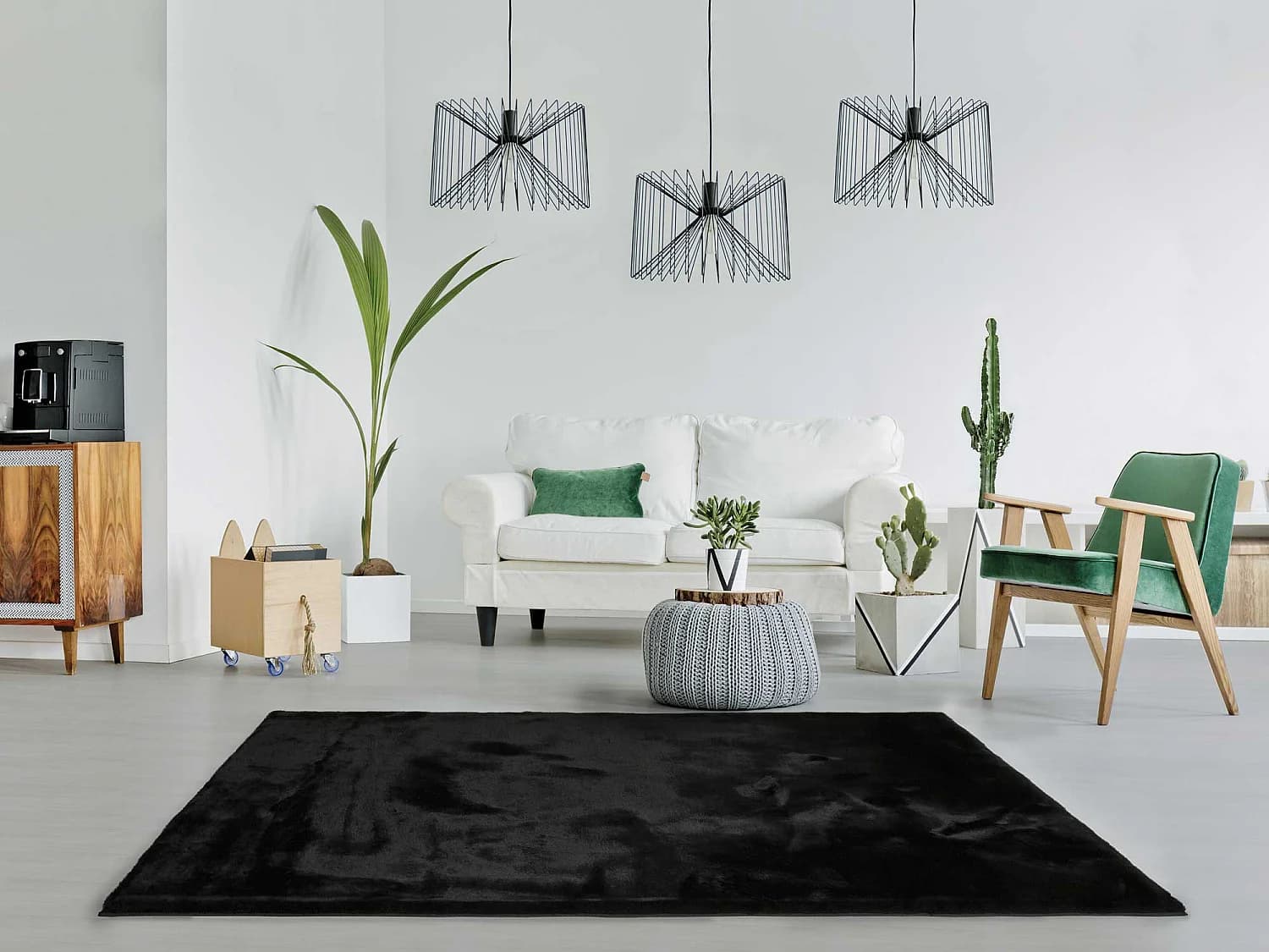 Tapis intérieur - shaggy uni - noir - 160 x 230 cm - FOX