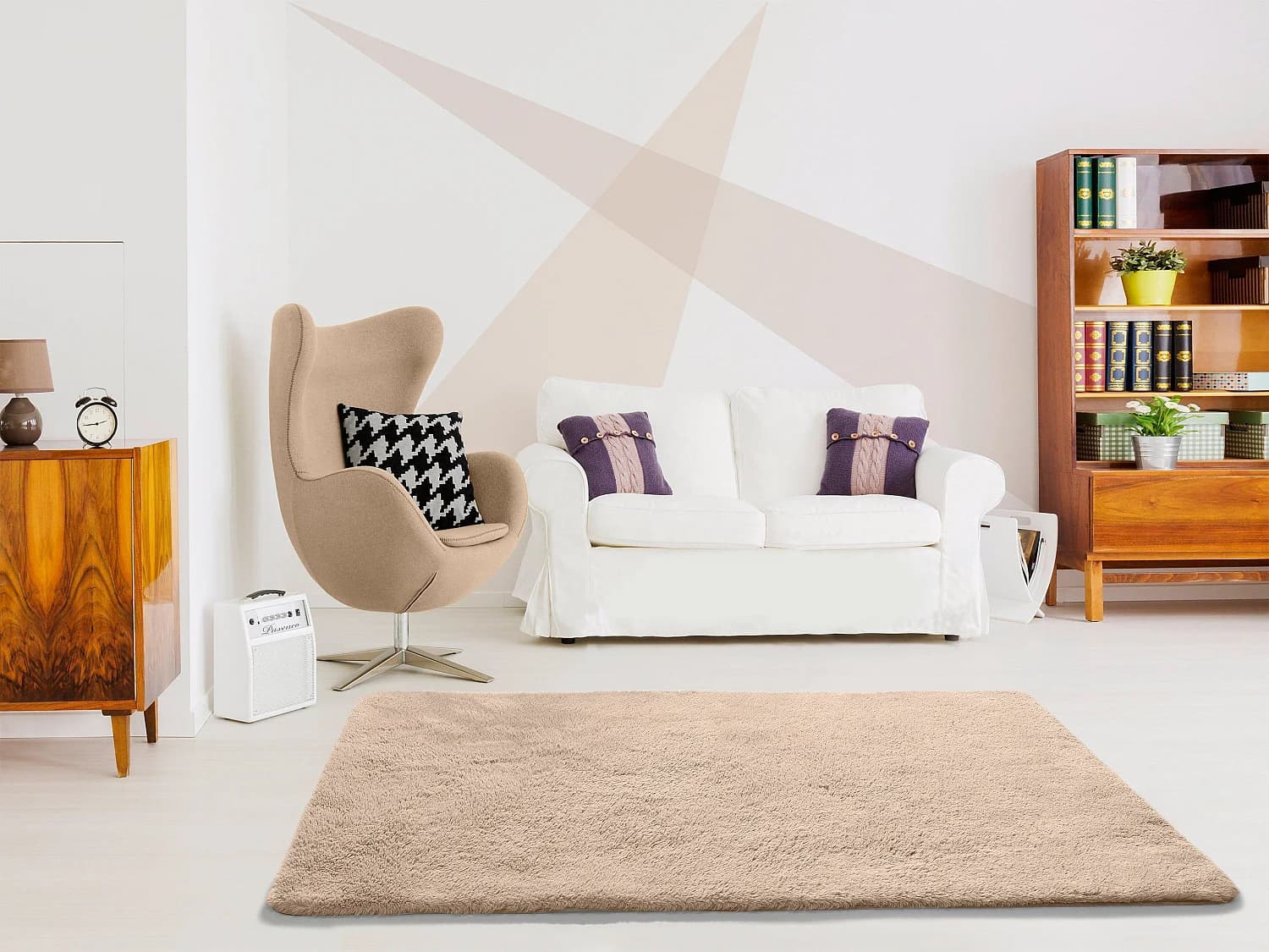 Tapis intérieur - shaggy uni - beige - 160 x 230 cm - ALPACA