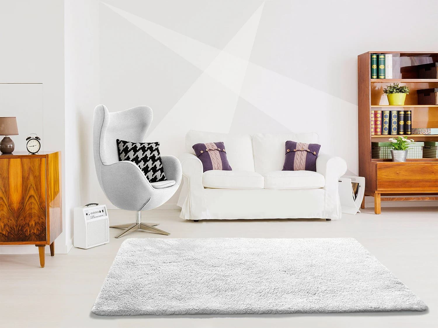 Tapis intérieur - shaggy uni - blanc - 140 x 200 cm - ALPACA