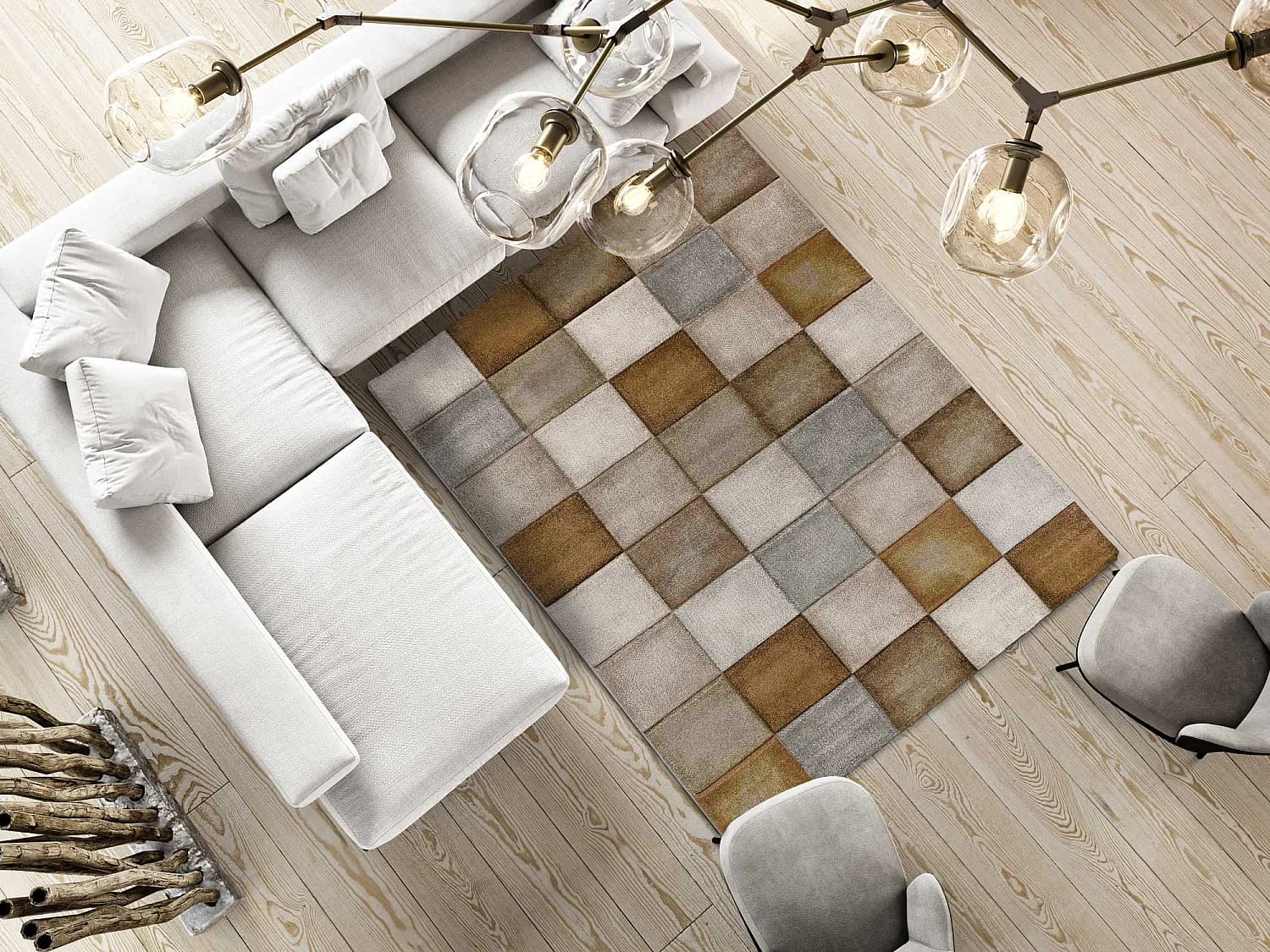 Tapis intérieur - géométrique - rouille - 200 x 290 cm - LENA