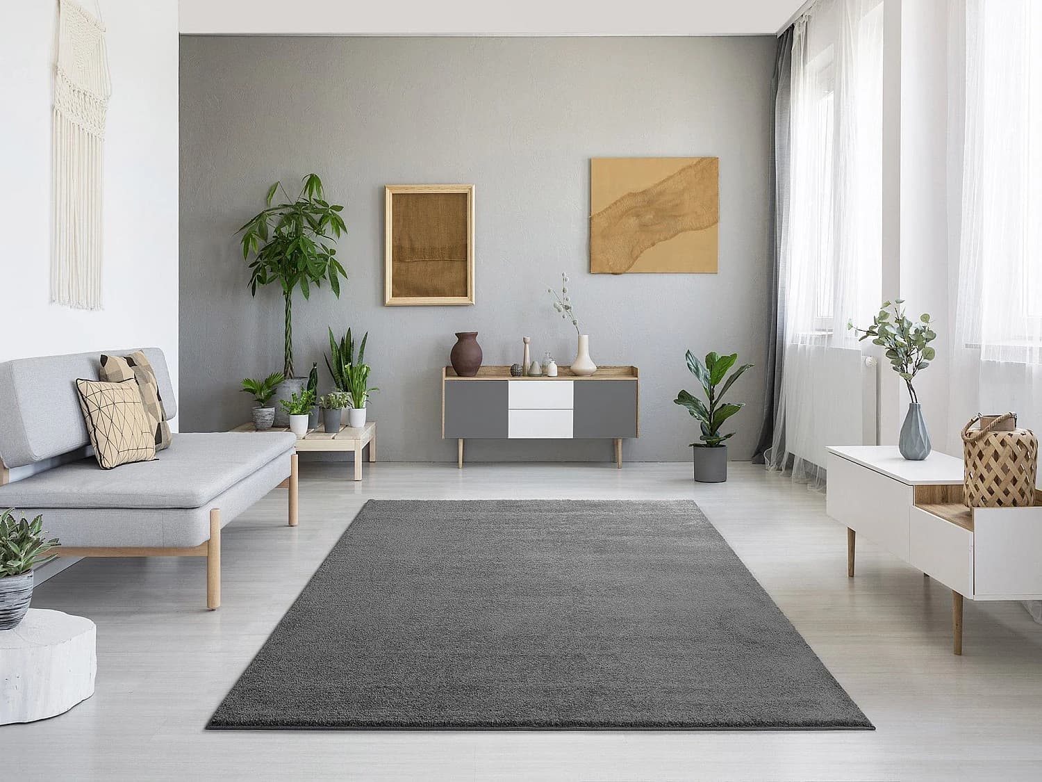 Tapis intérieur - uni - gris - 200 x 290 cm - MONTANA