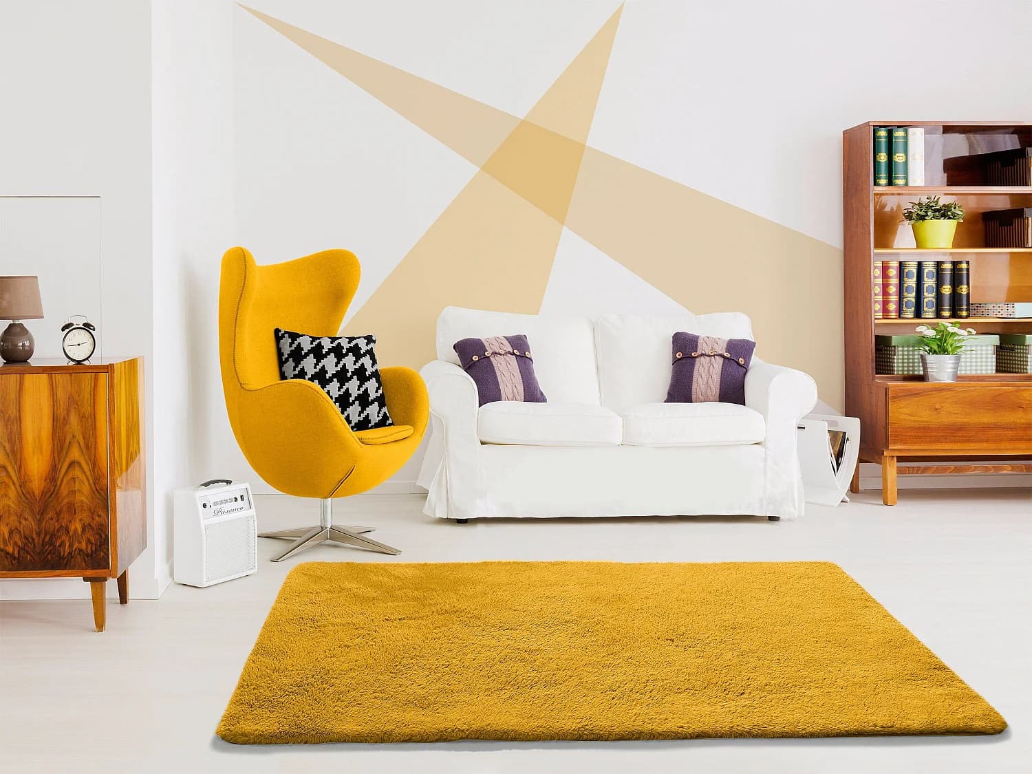 Tapis intérieur - shaggy uni - moutarde - 200 x 290 cm - ALPACA