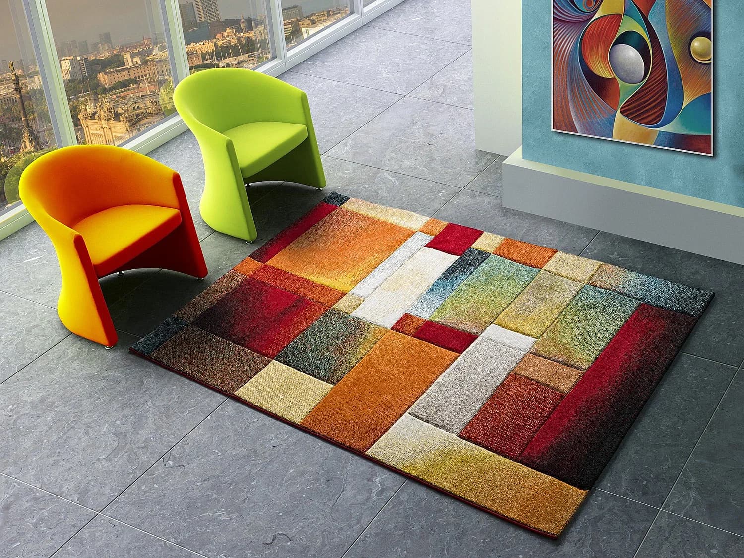 Tapis intérieur - géométrique - multicolore - 160 x 230 cm - MATRIX