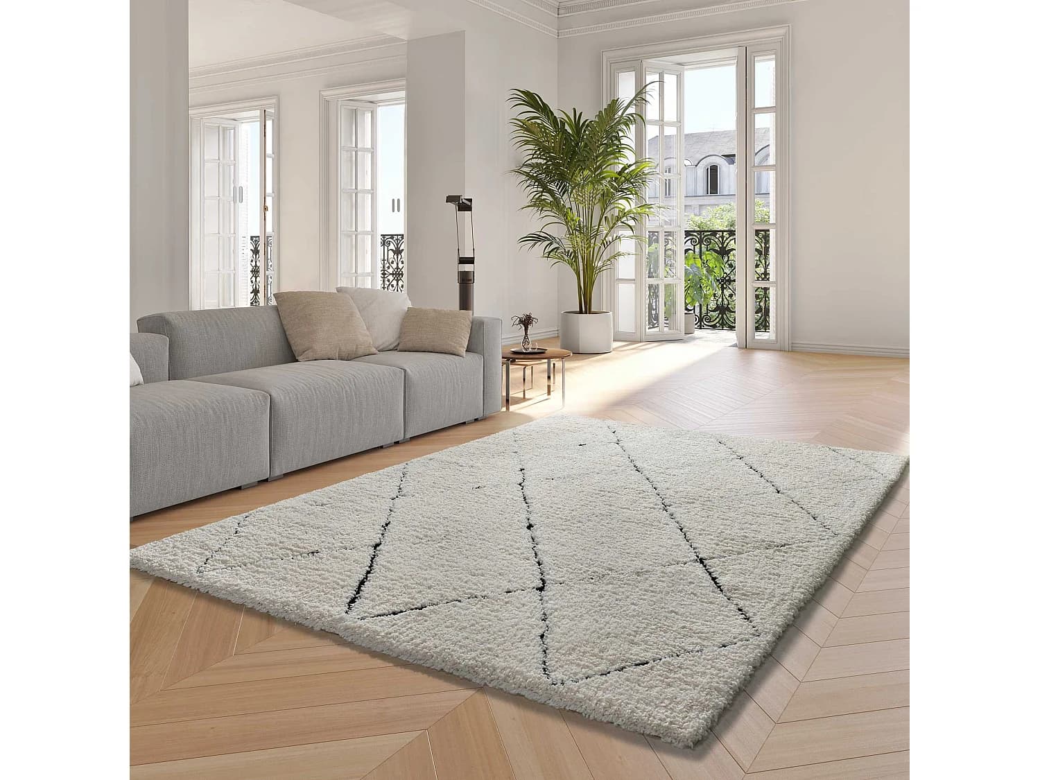 Tapis intérieur - shaggy - crème - 200 x 290 cm - ATESA