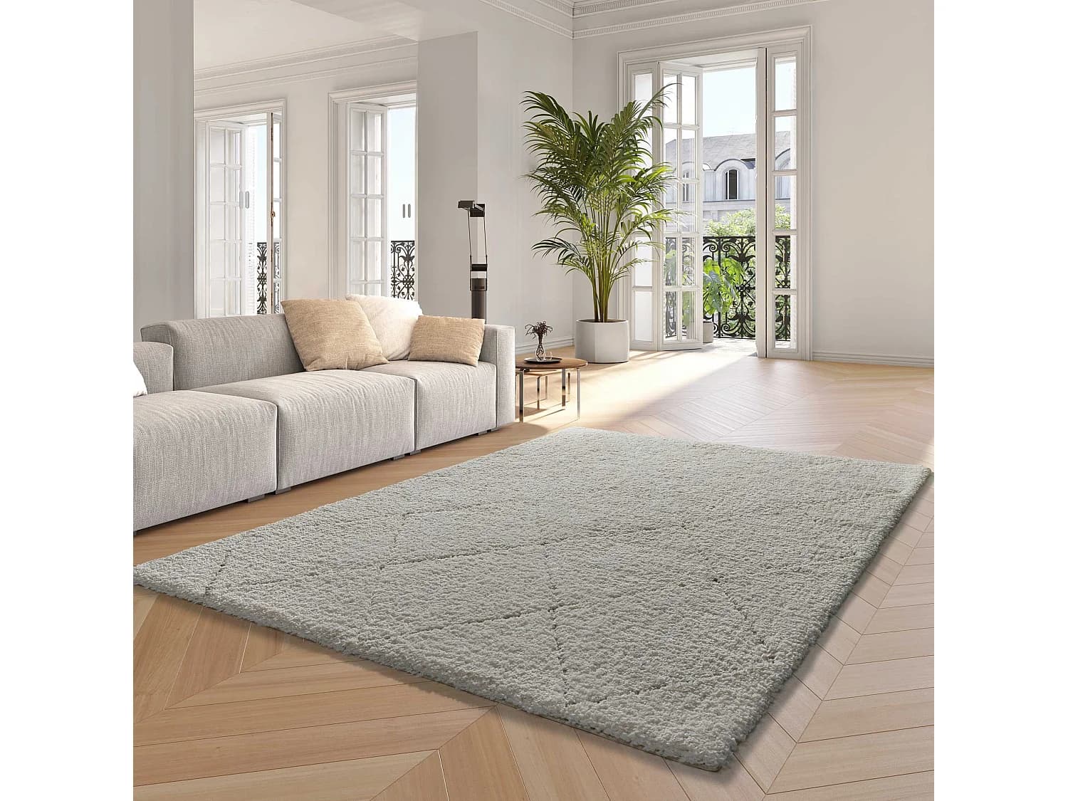 Tapis intérieur - shaggy - blanc - 200 x 290 cm - ATESA