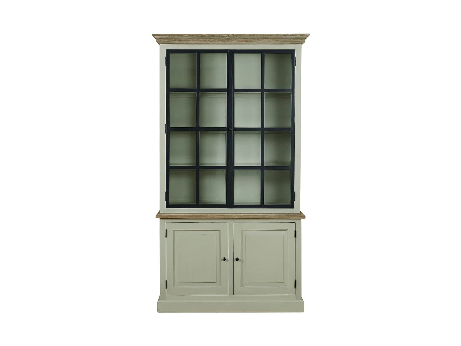 Buffet vaisselier en bois 2 portes vitrées éclairage LED - VILLAS