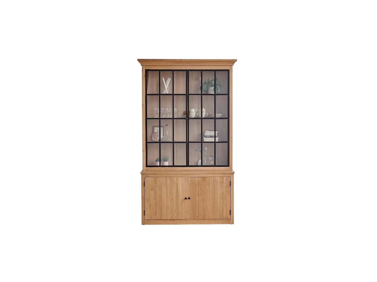 Buffet vaisselier industriel en bois et métal 4 portes - VICTORIA