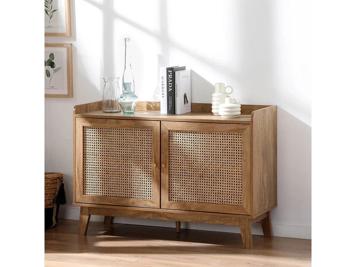 Buffet 2 Portes en Cannage Rotin L110 cm - PALMO