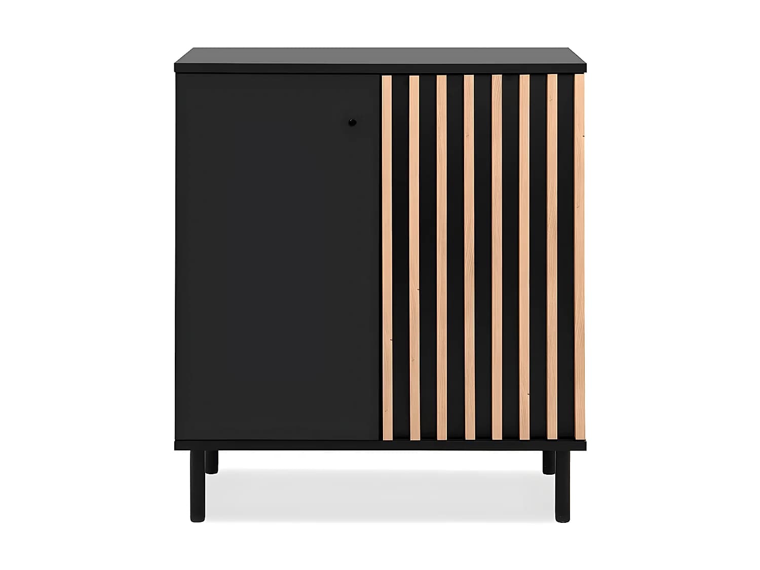 Buffet 2 Portes Noir et Bois L80 cm - MONZA