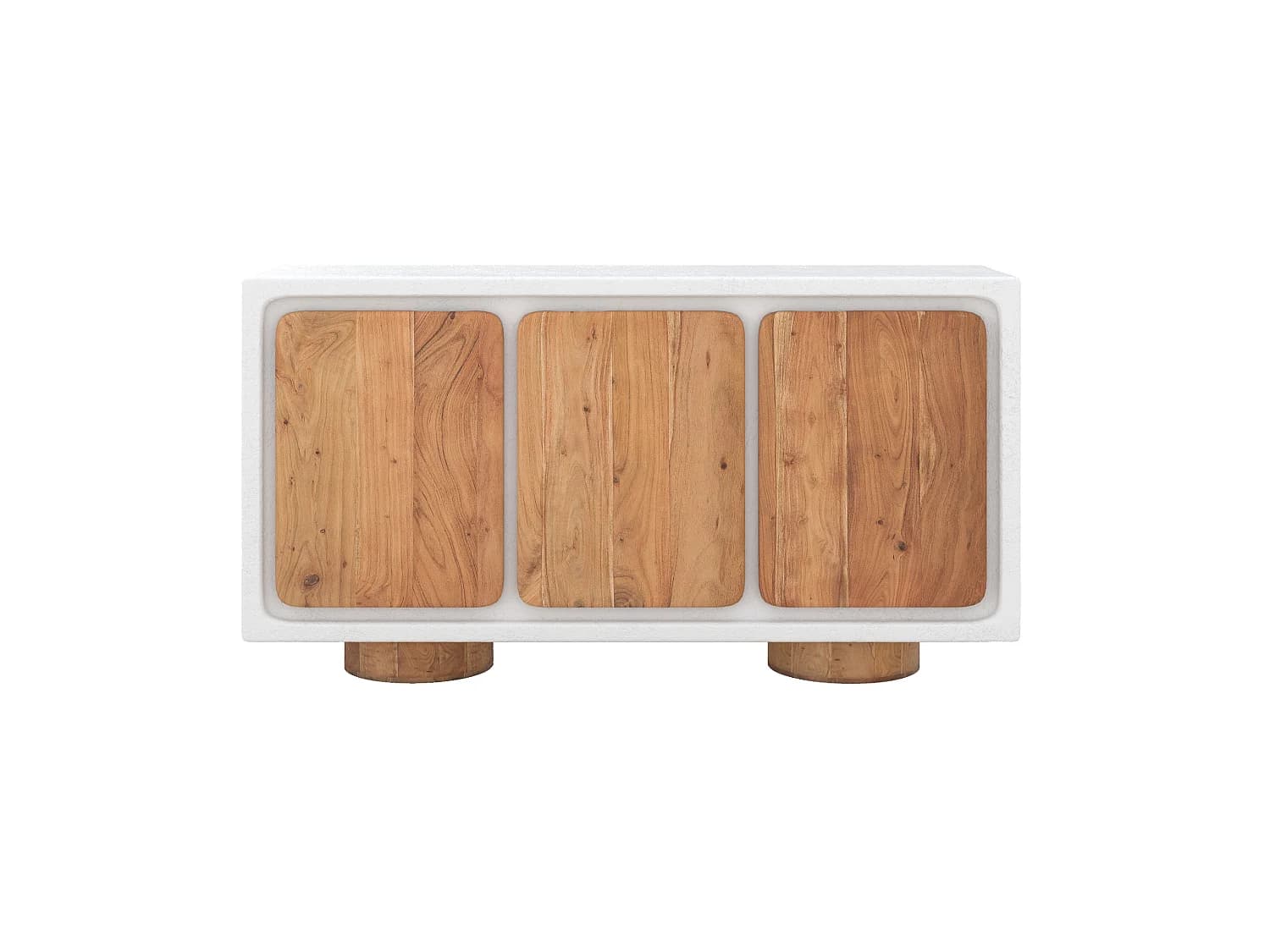 Buffet en béton blanc cassé et bois d'acacia - Eden