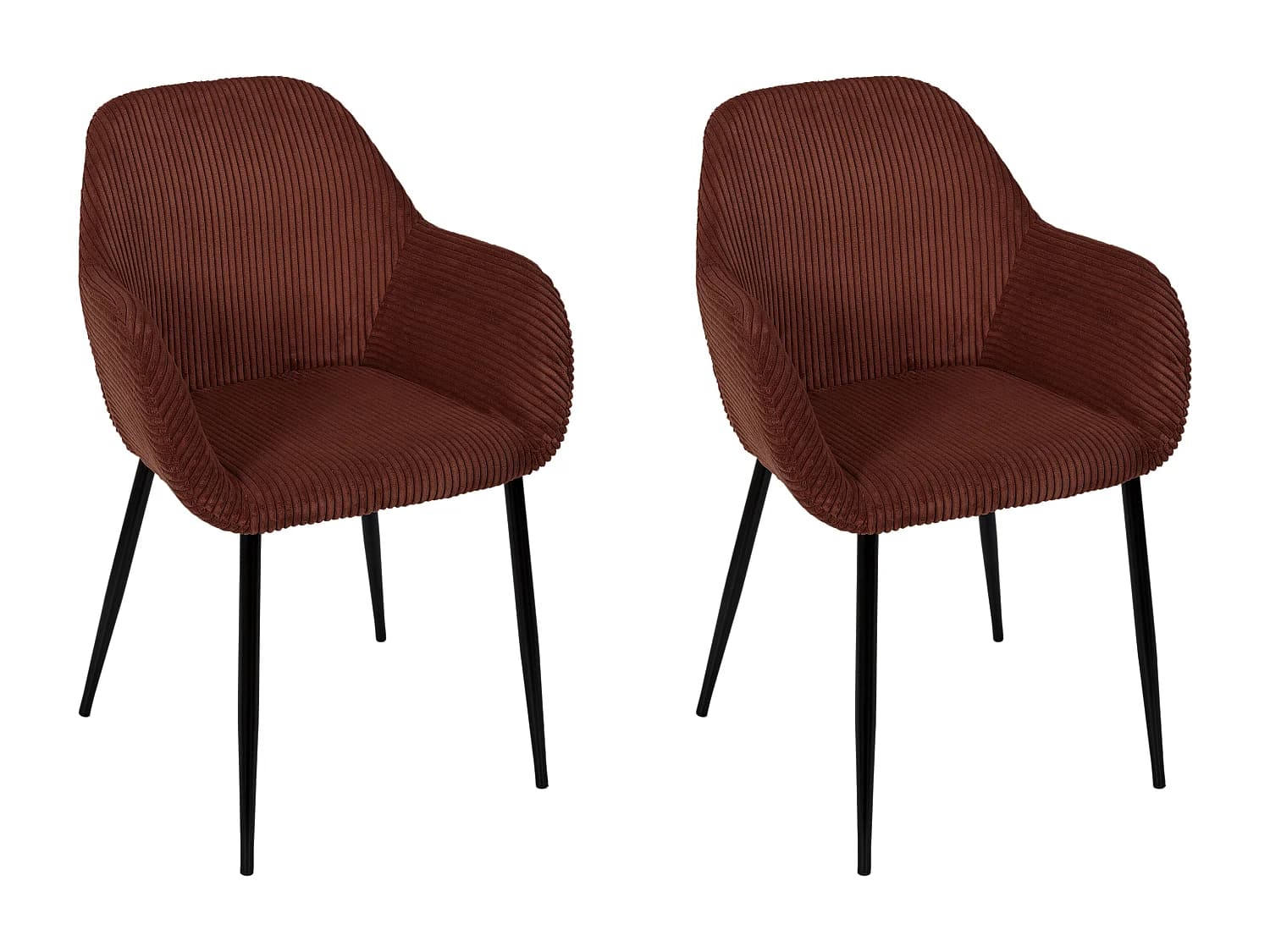 Lot de 2 Fauteuils - HOME DECO FACTORY - SCOTT - Côtelés - Confortables - Noir et Orange