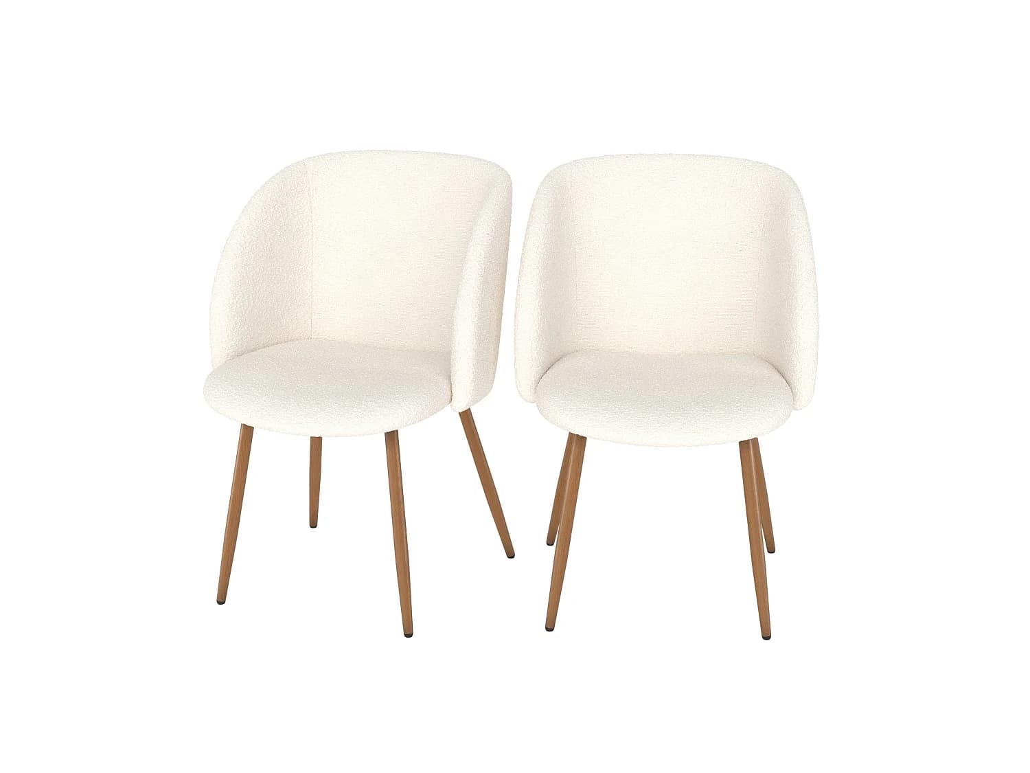 Lot de 2 chaises en tissu bouclé beige - Swan