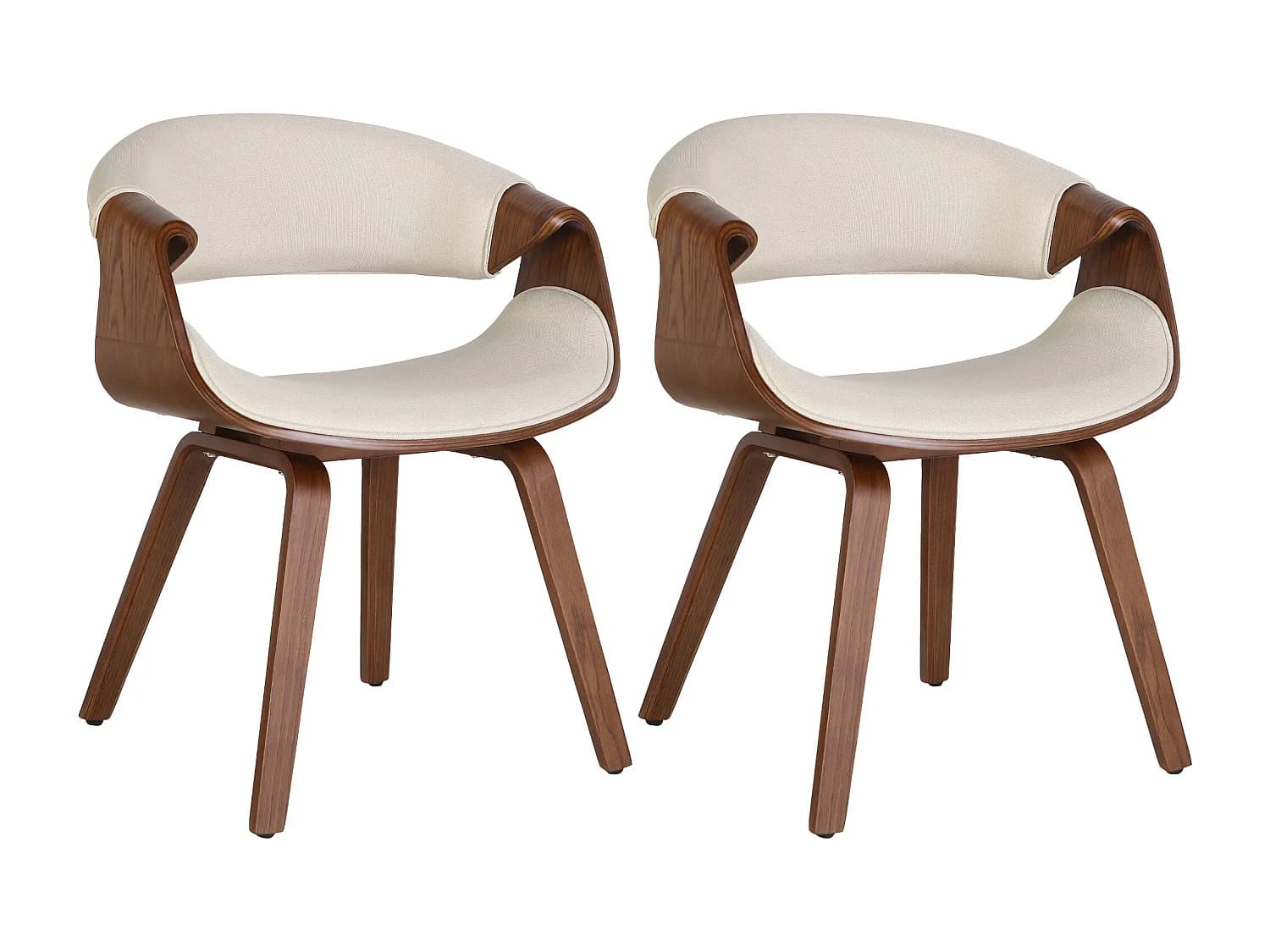 Lot de 2 chaise salle à manger - Tissu - Chêne / Crèmes - Foley