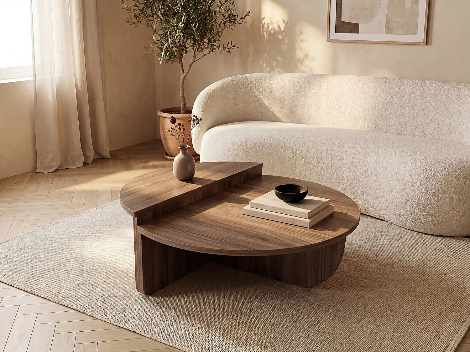 Lot de 2 tables basses - Naturel foncé - ALOEVA II
