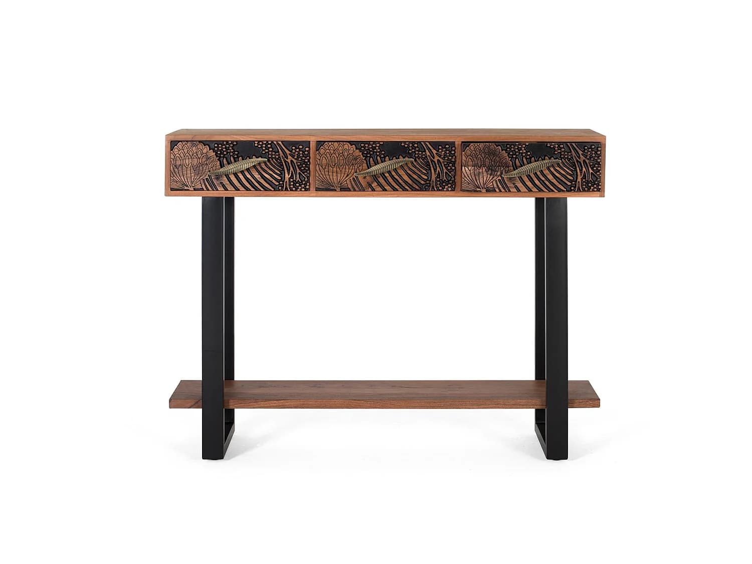 Console en bois d'acacia 120 cm, style ethnique moderne - 91 x 120 x 35