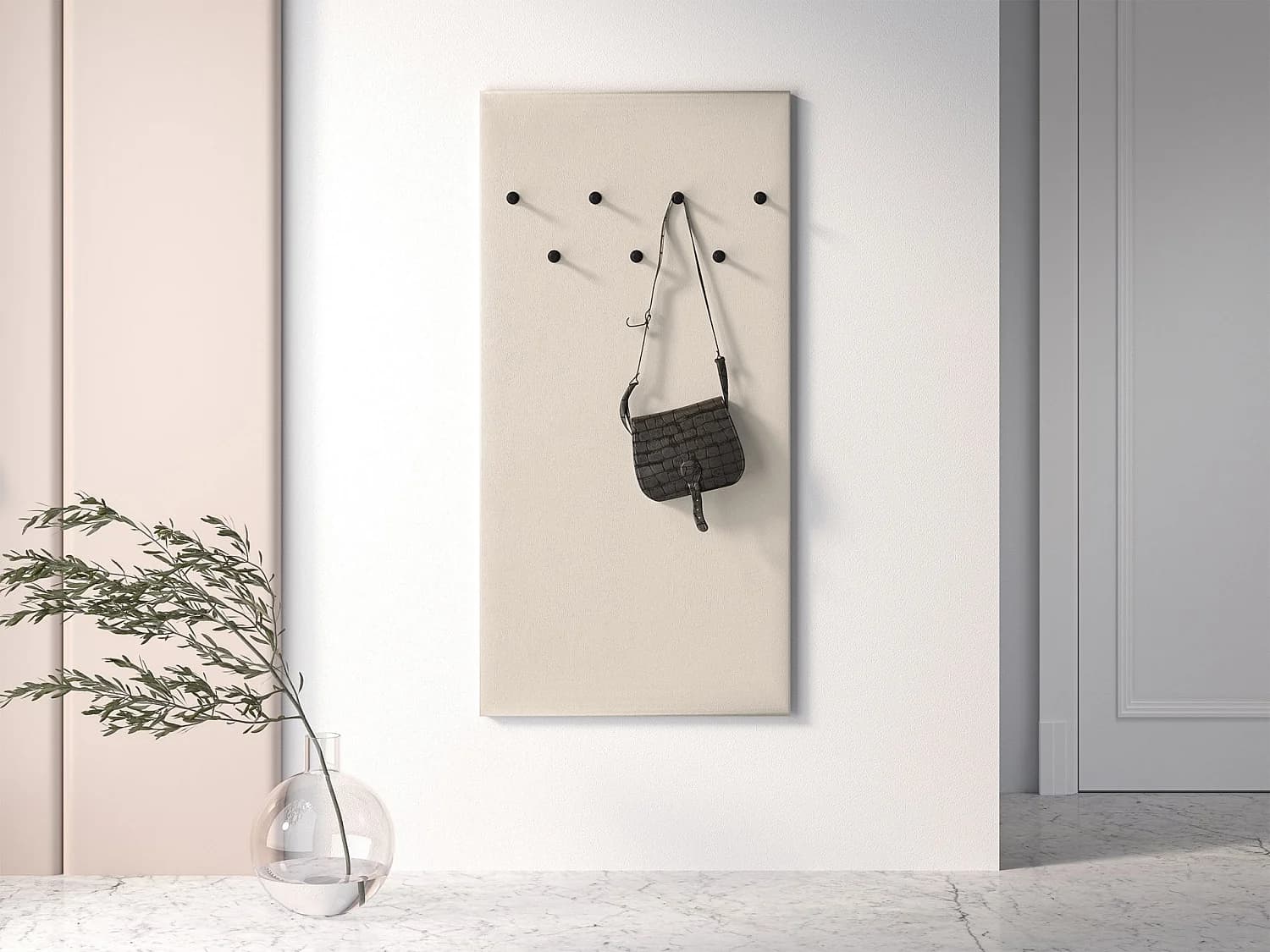 Porte-manteau mural rembourrée - 68 cm - beige - CALETTO