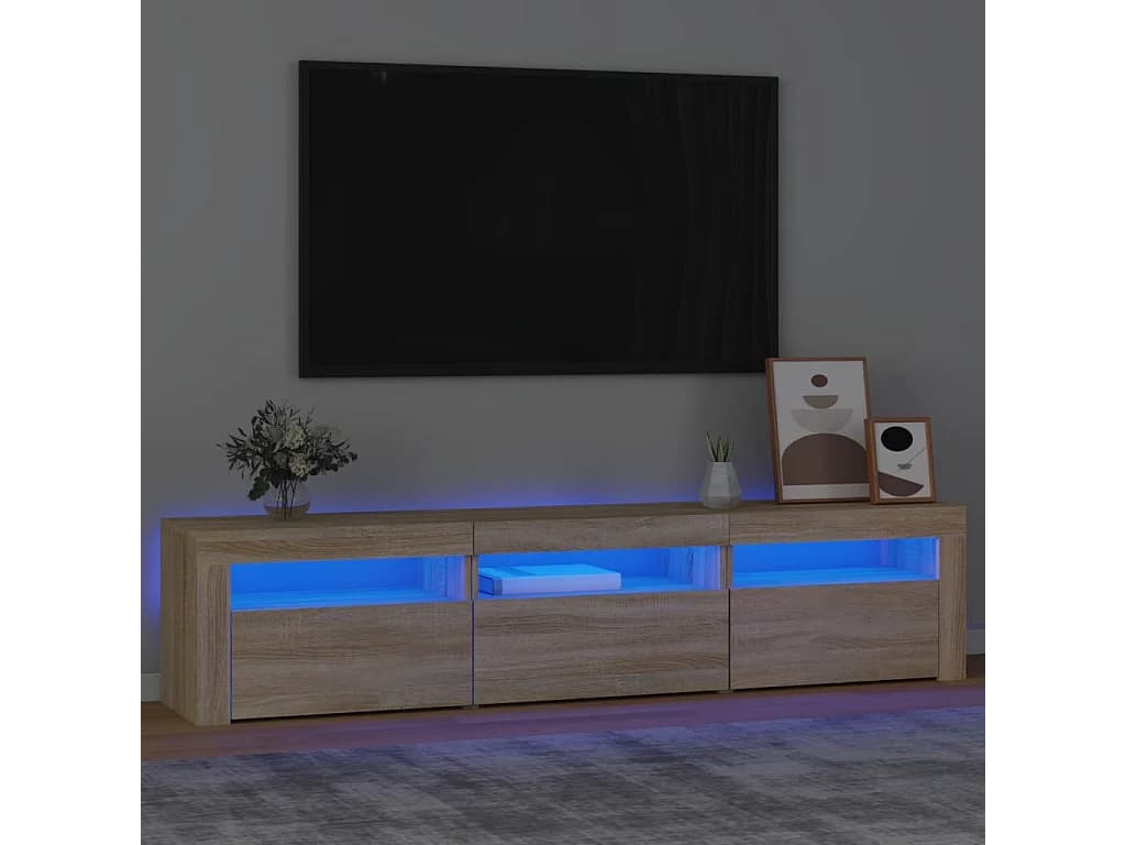 Meuble TV avec lumières LED Chêne sonoma 180x35x40 cm