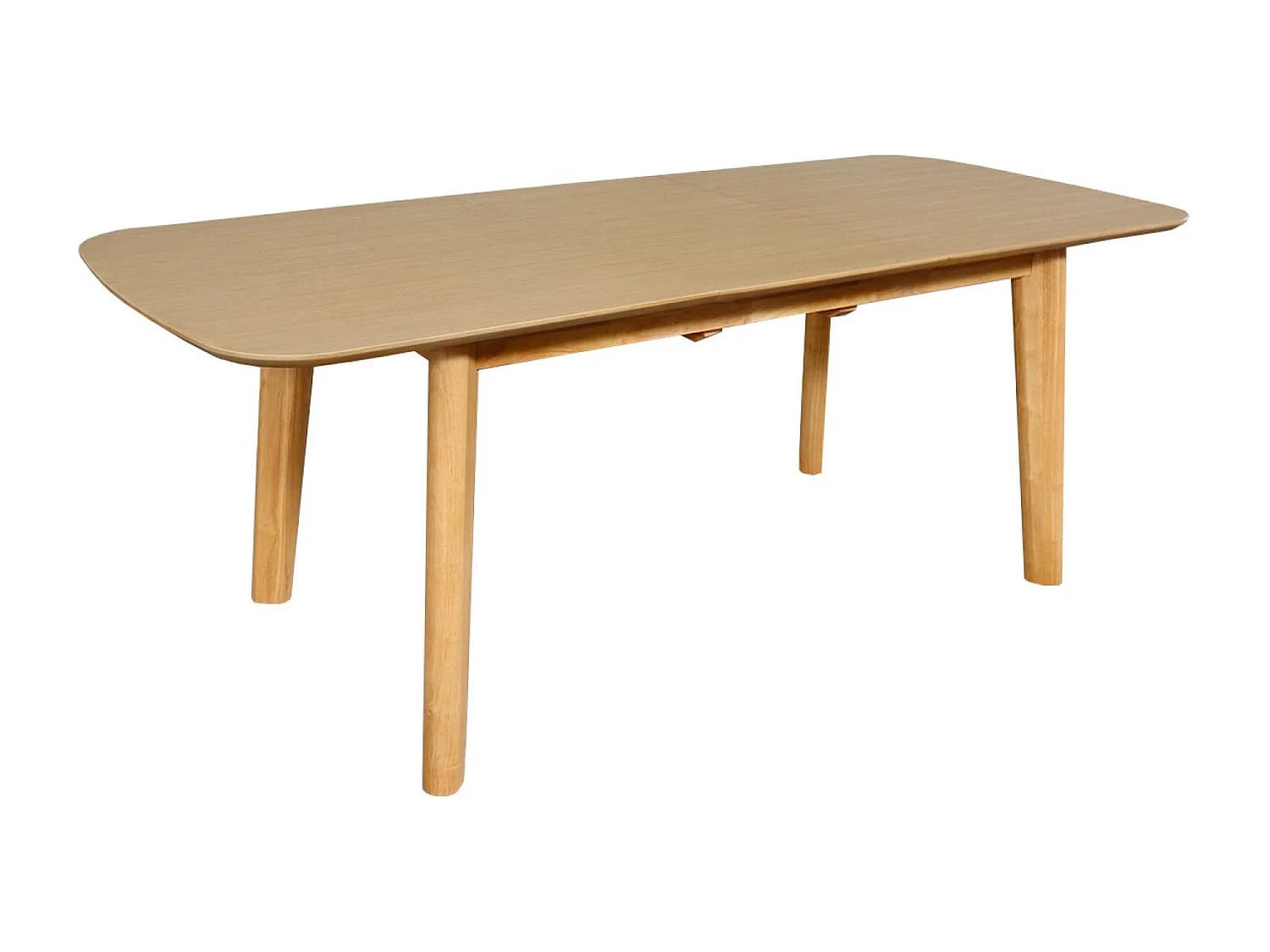 Table à manger extensible rectangulaire 160 - 210cm. placage chêne. teinte naturelle. L 160/210 x P 90 x H 76cm