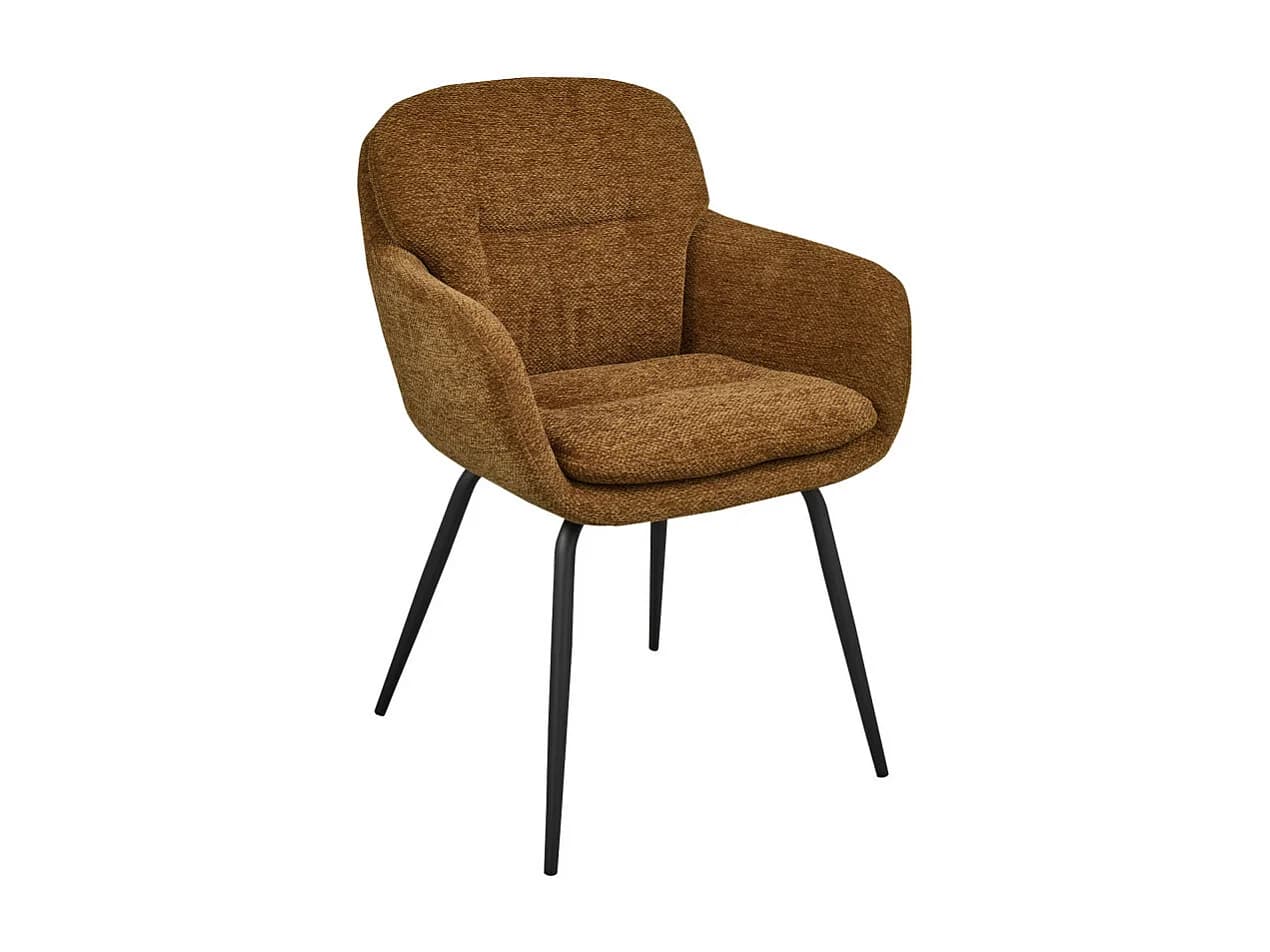 Runa - Lot de 2 fauteuils de table en tissu et métal - Caramel