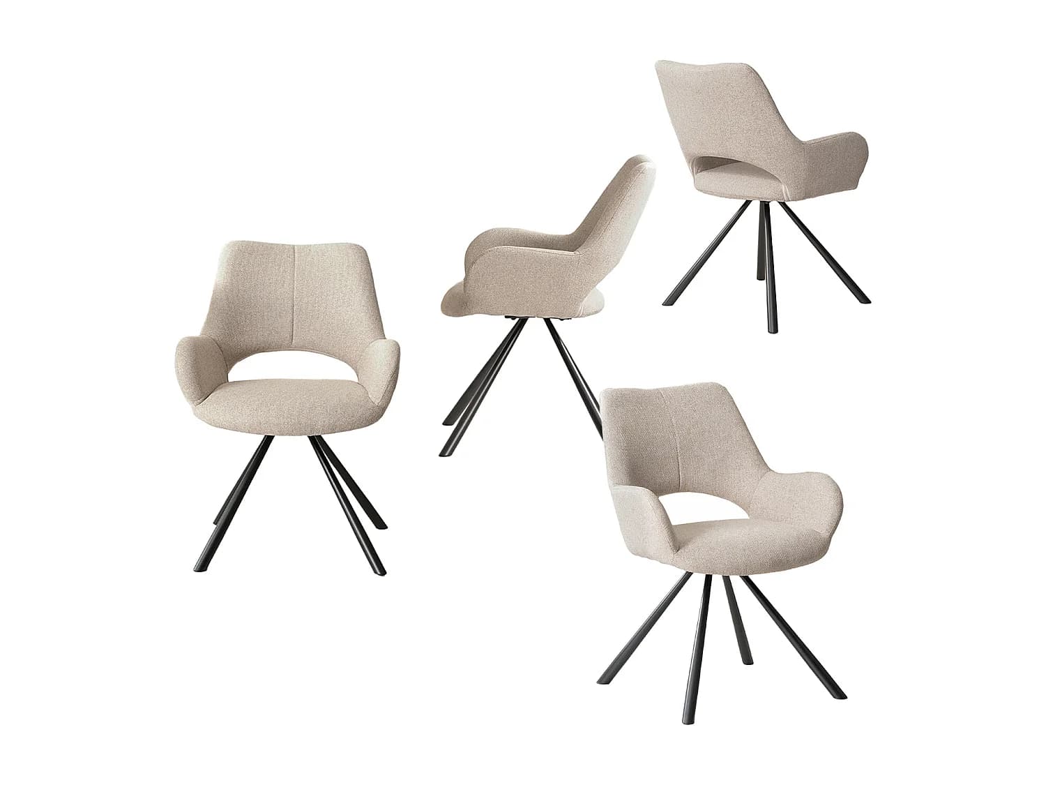 Meubles Cosy BETH Lot de 4 chaises de salle à manger style Contemporain,Beige