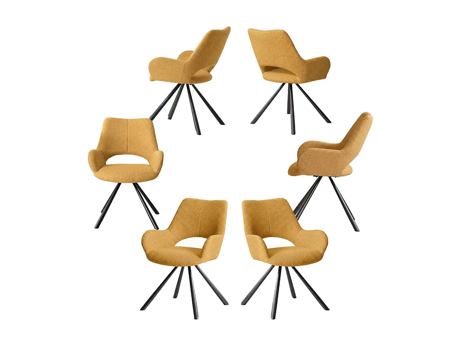 Meubles Cosy BETH Lot de 6 chaises de salle à manger style Contemporain,Jaune