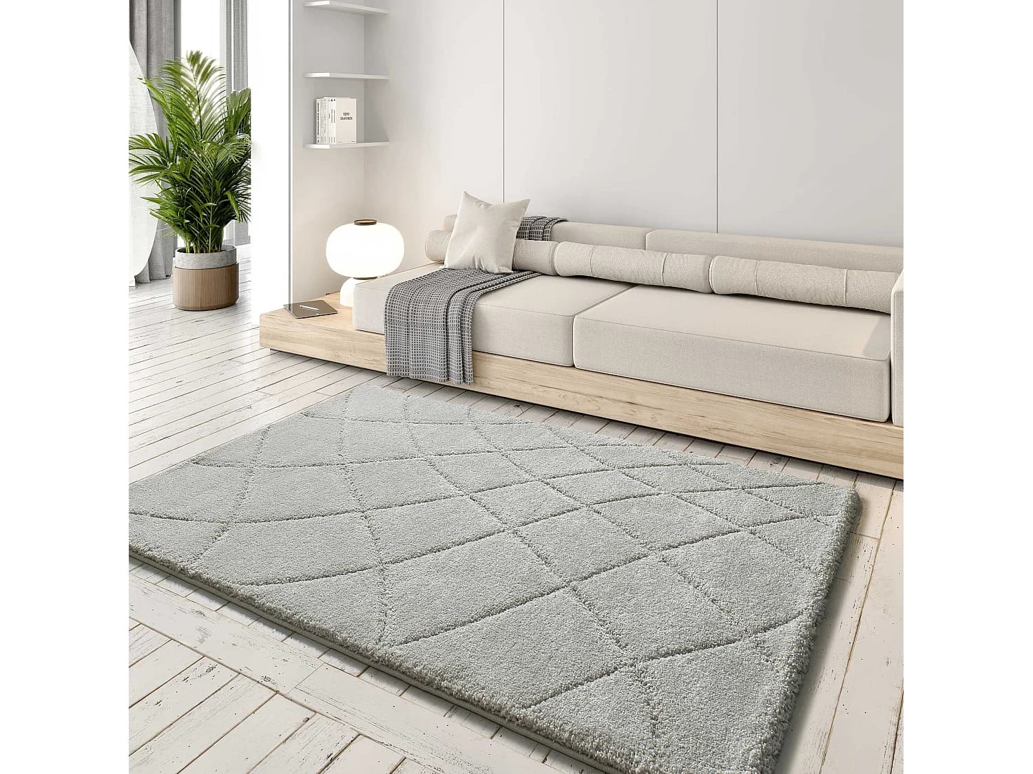 Tapis intérieur - shaggy - argent - 160 x 230 cm - MOLIER