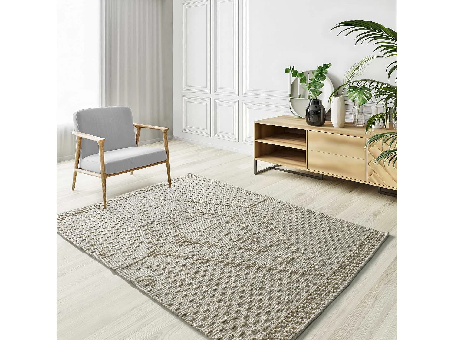 Tapis intérieur - ethnique avec relief - crème - 160 x 230 cm - PAMUK