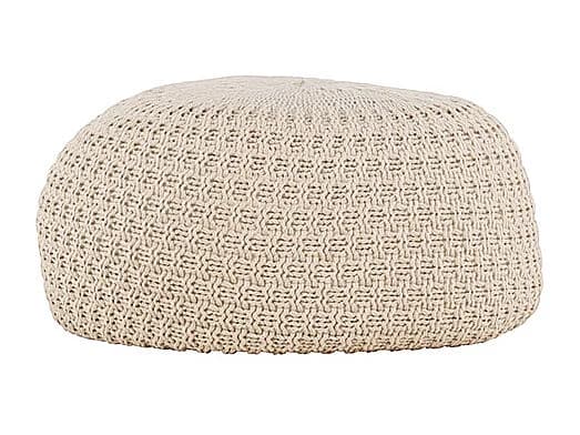 Pouf Effet Crochet "Sam" 60cm Beige