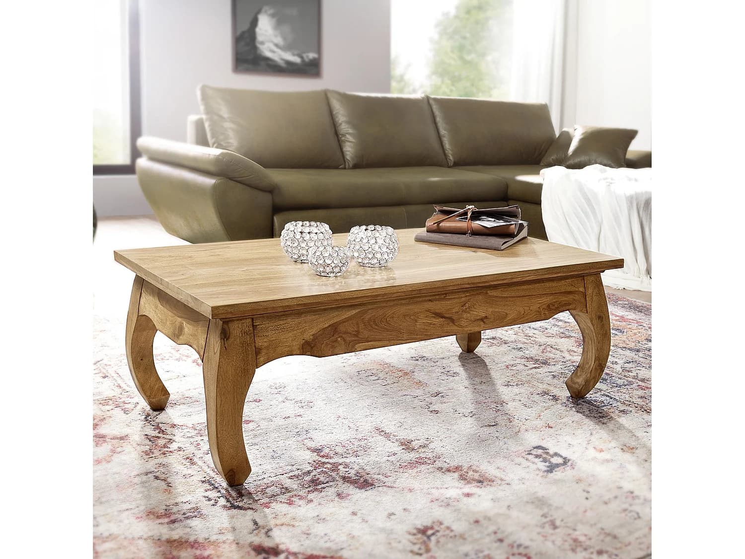 Table basse en bois massif d'acacia 110 cm de large