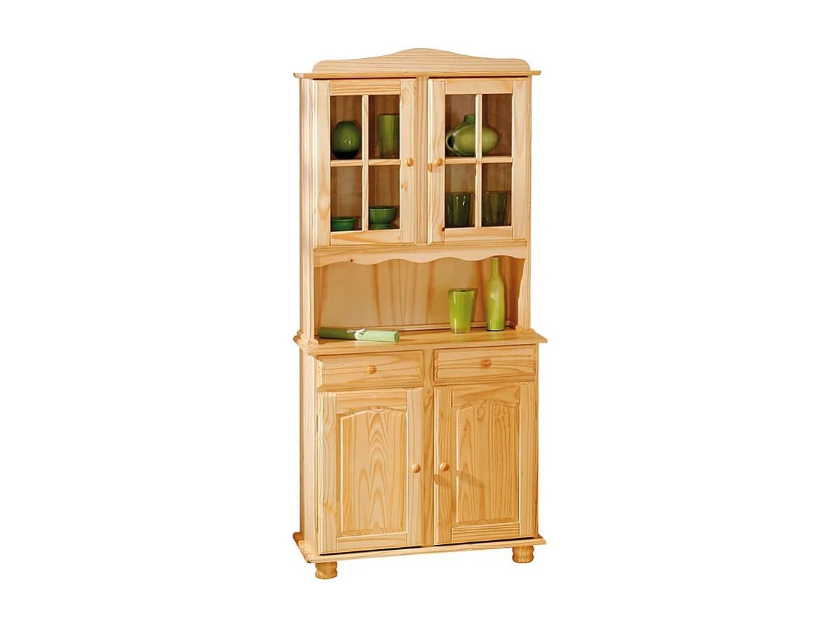 Vaisselier 4 Portes Bois Massif "Alienor" 198cm Naturel