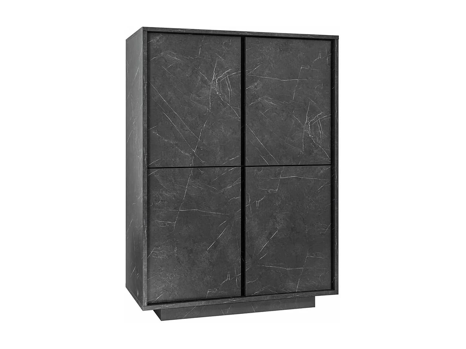 PIRALIA - Argentier 4 Portes Aspect Marbre Gris Anthracite