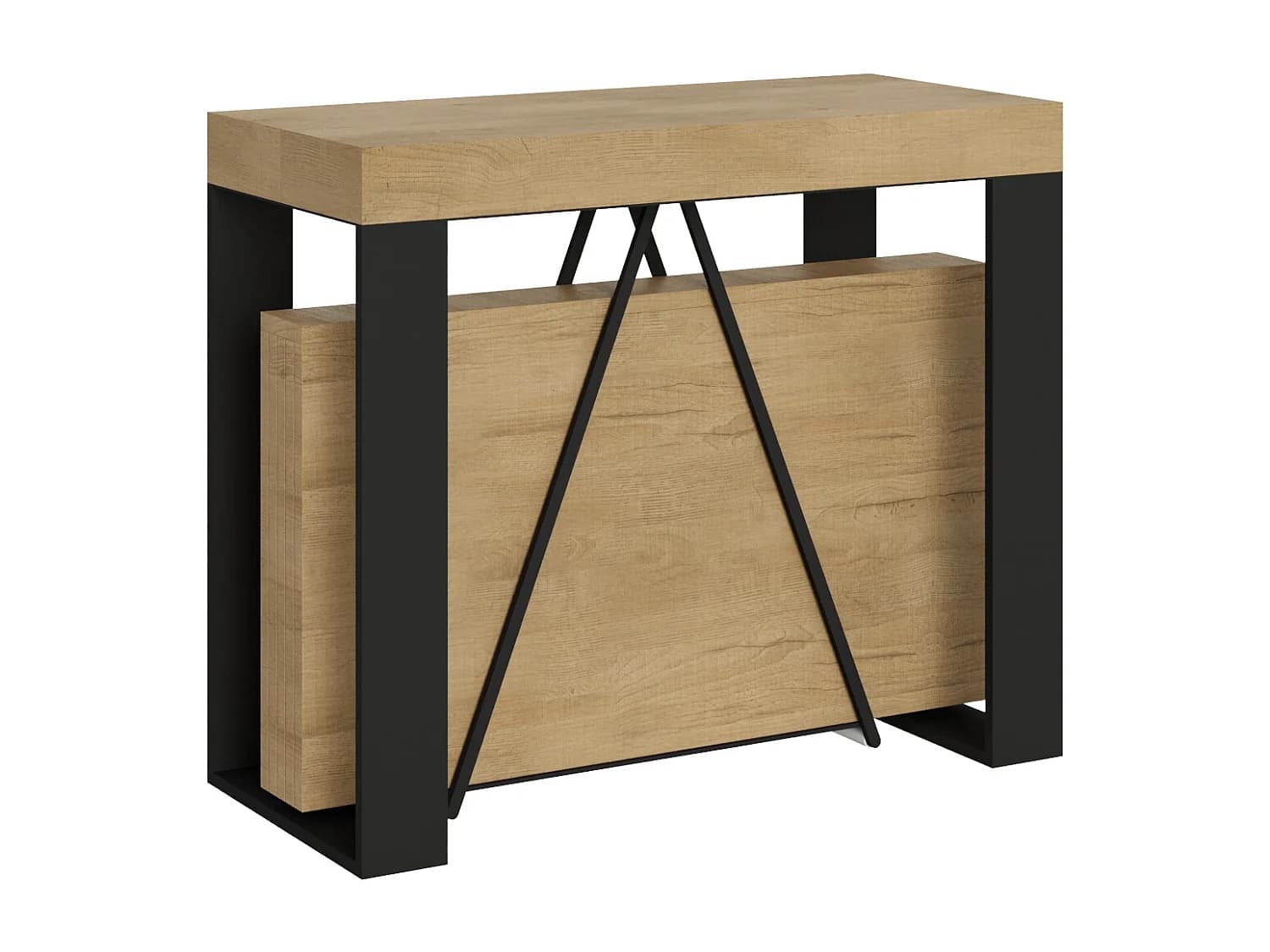 Console extensible 90x40/196 cm Zamat Small chêne nature cadre anthracite