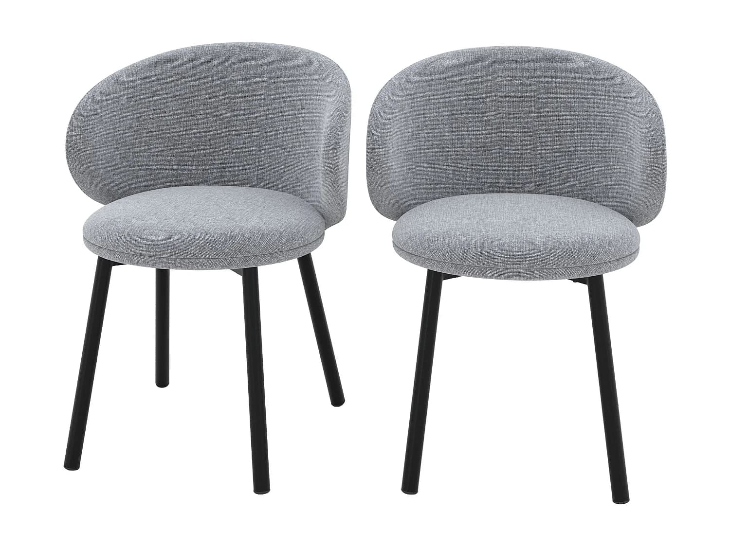 Lot de 2 chaises en tissu gris foncé chiné et pieds noirs - Cécilia