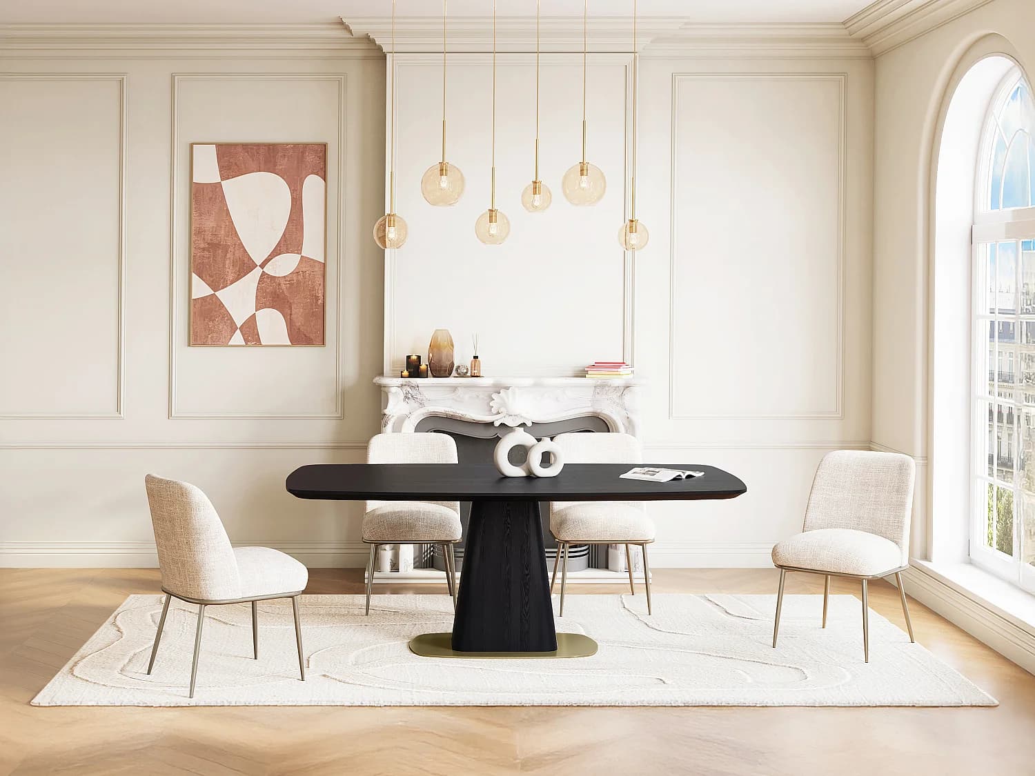 Lot de 2 chaises en tissu et métal doré - Crème - DYLORA
