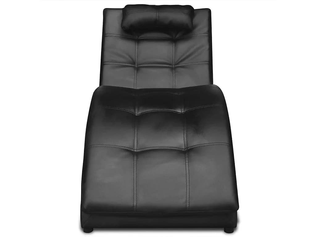 Monique-Aline Chaise longue avec oreiller Noir Similicuir