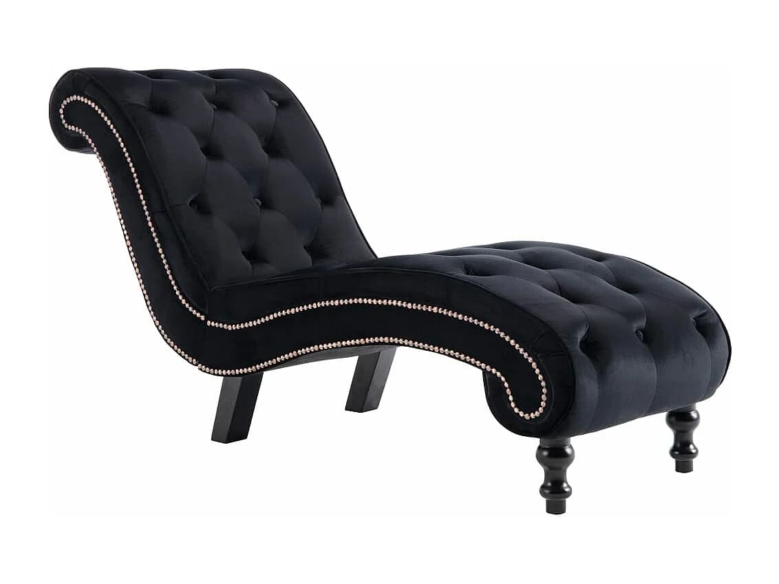 Turlock Chaise longue Noir Velours