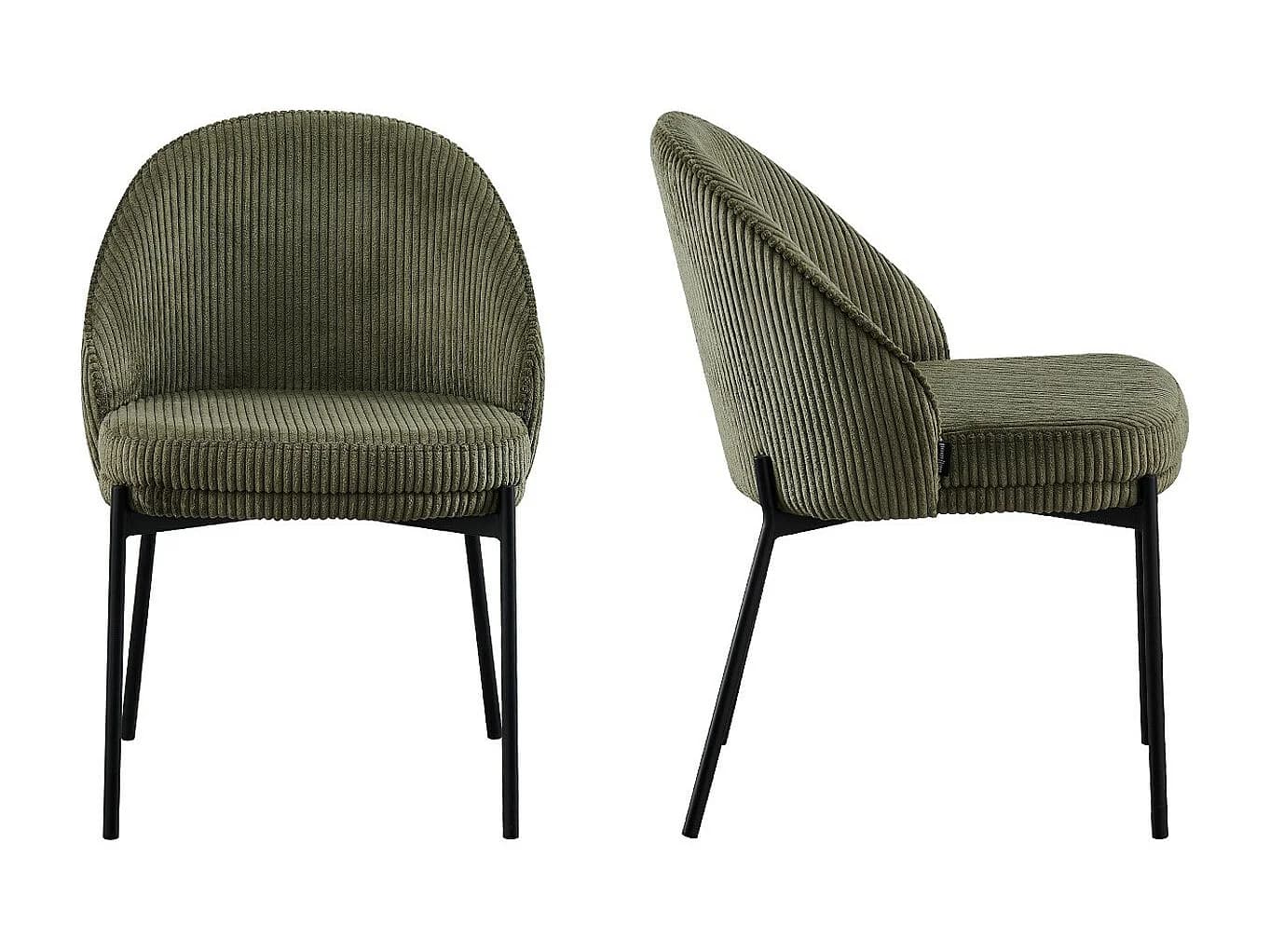 Lot de 2 chaises en velours côtelé vert kaki - Cloé