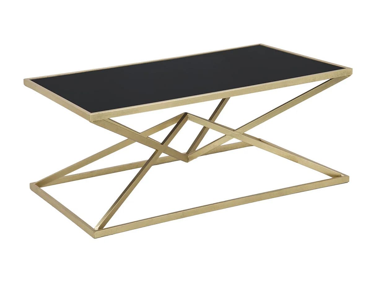 Table Basse Design "Pyramid" 110cm Noir & Or