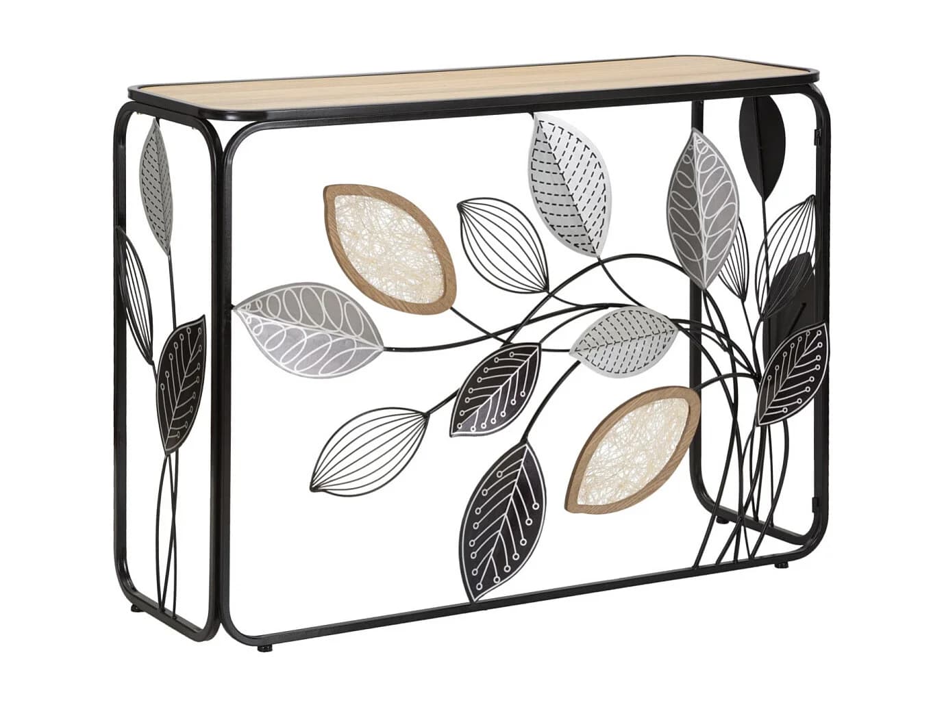 Console en métal et bois multicolore 108x36,8x80 cm