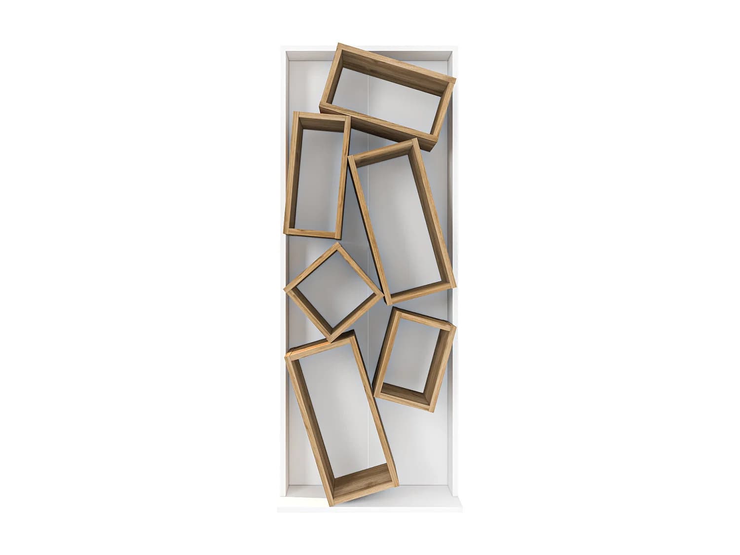 Carmen Bibliothèque Design Géométrique (Blanc et Noyer)