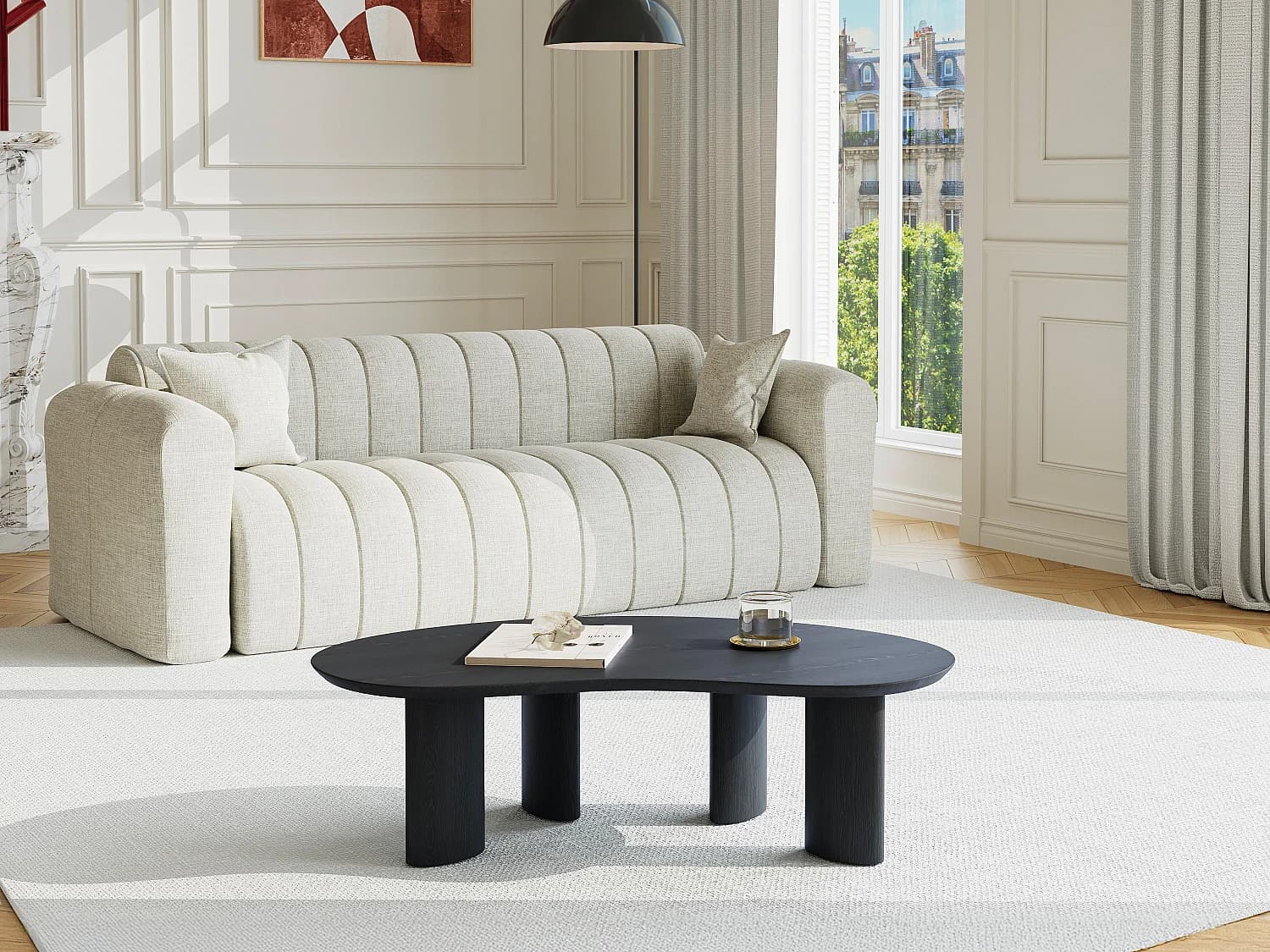 Table basse placage frêne - Noir - CALYNOR
