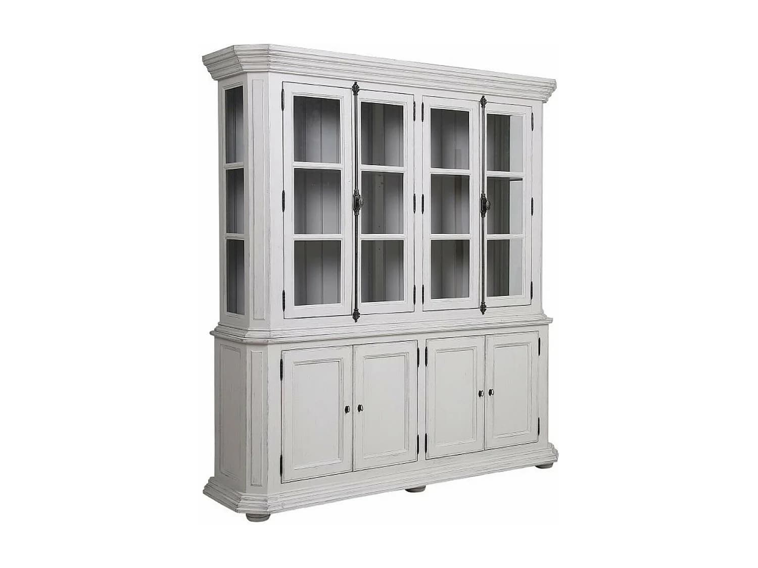 Buffet vaisselier 4 portes vitrées Bois Blanc - Bruges Interior's