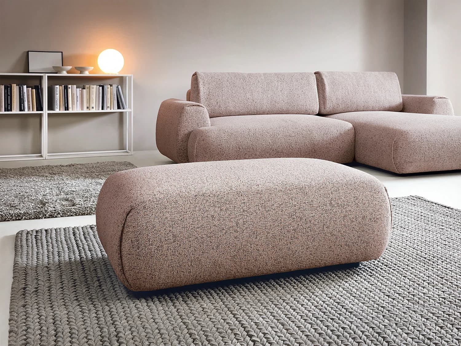 Pouf en tissu chiné rose MONELIA