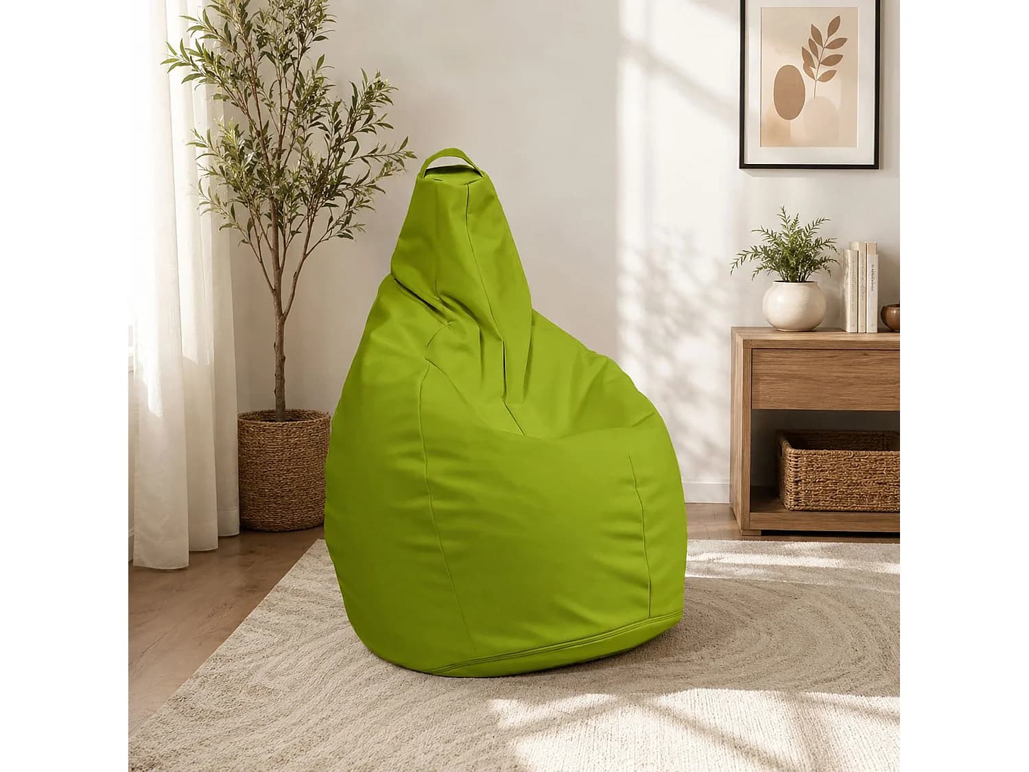 Pouf Aunter, Fauteuil polyvalent, Chaise sac, Pouf repose-pieds, Made in Italy, 90x90 h120 cm, Jaune