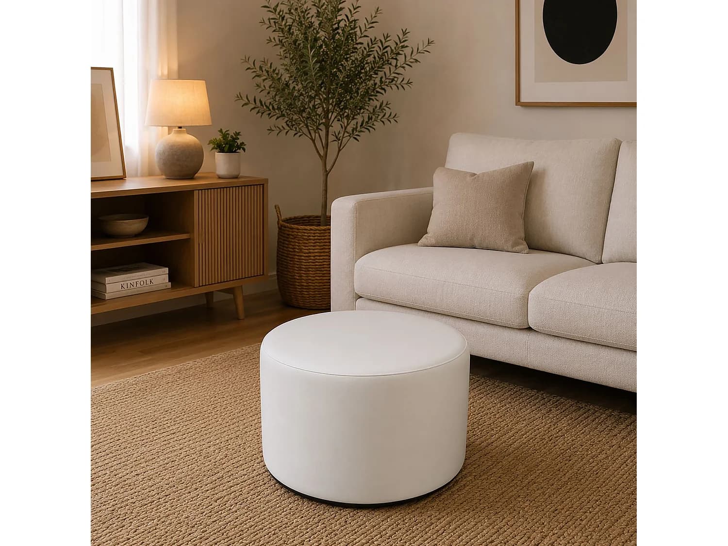 Pouf Anacapri, Fauteuil polyvalent, Chaise sac, Pouf repose-pieds, Made in Italy, 79x79 h42 cm, Blanc