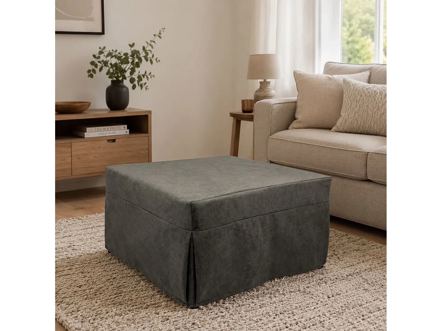 Pouf Arno, Fauteuil polyvalent, Chaise sac, Pouf repose-pieds, Made in Italy, 78x78 h45 cm, Marron