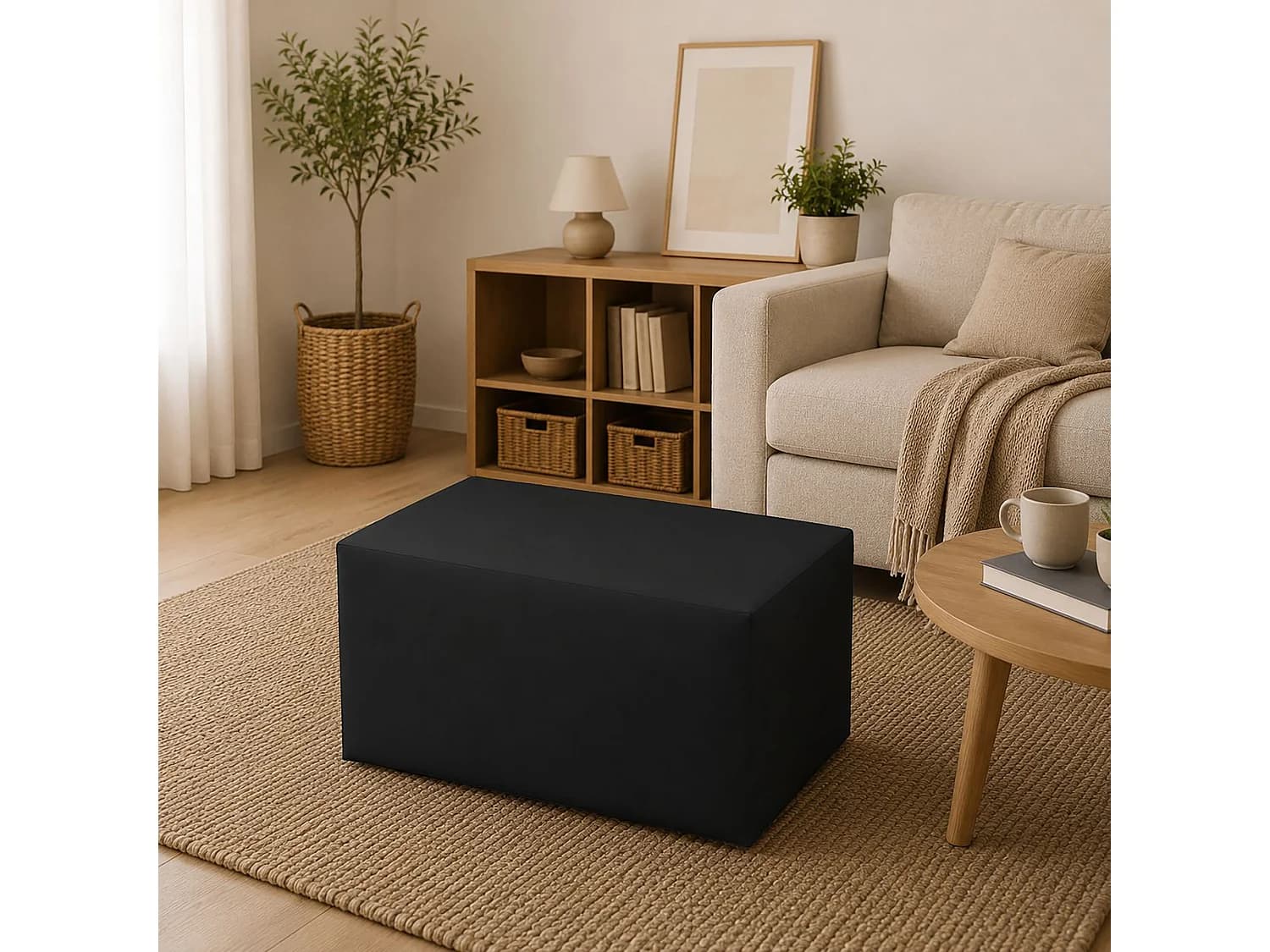 Pouf BucureÈ™ti, Fauteuil polyvalent, Chaise sac, Pouf repose-pieds, Made in Italy, 40x90 h42 cm, Noir