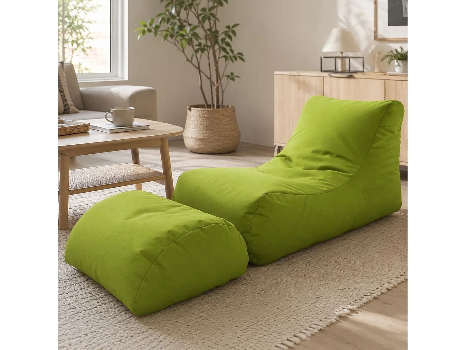 Pouf Alton, Fauteuil polyvalent, Chaise sac, Pouf repose-pieds, Made in Italy, 120x80 h60 cm, Vert